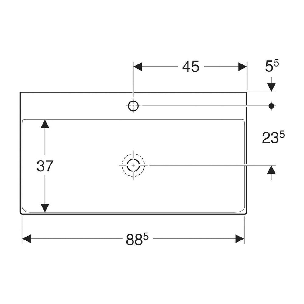 Лавоар за мебел Geberit One 90 см бял гланц KeraTect с отвор за батерия