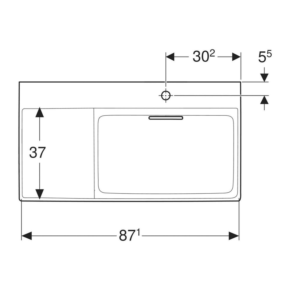 Geberit One Washbasin with Special Drain 90 cm White Left Top