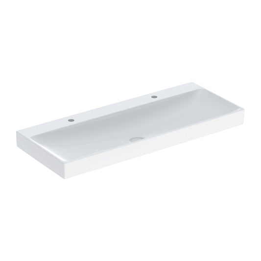 Geberit One Double Sink 120 cm Glossy White with Faucet Hole