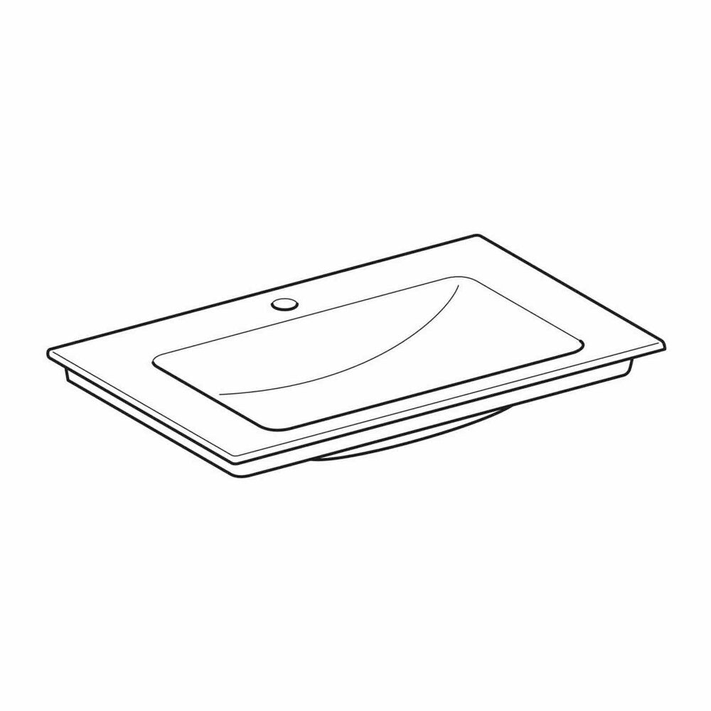 Мивка за мебели Geberit One Slim 75 см бял гланц KeraTect с отвор за батерия