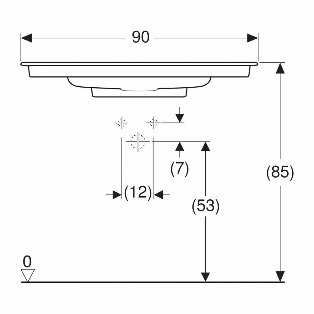 Geberit One Slim 90 cm White Vanity Sink with Special Drainage