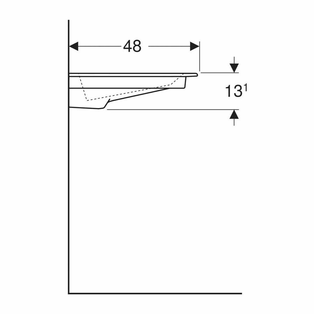 Geberit One Slim Washbasin with Special Drain 90 cm White Right Countertop Without Overflow