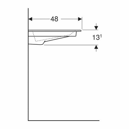 Geberit One Slim Washbasin with Special Drain 90 cm White Right Countertop Without Overflow