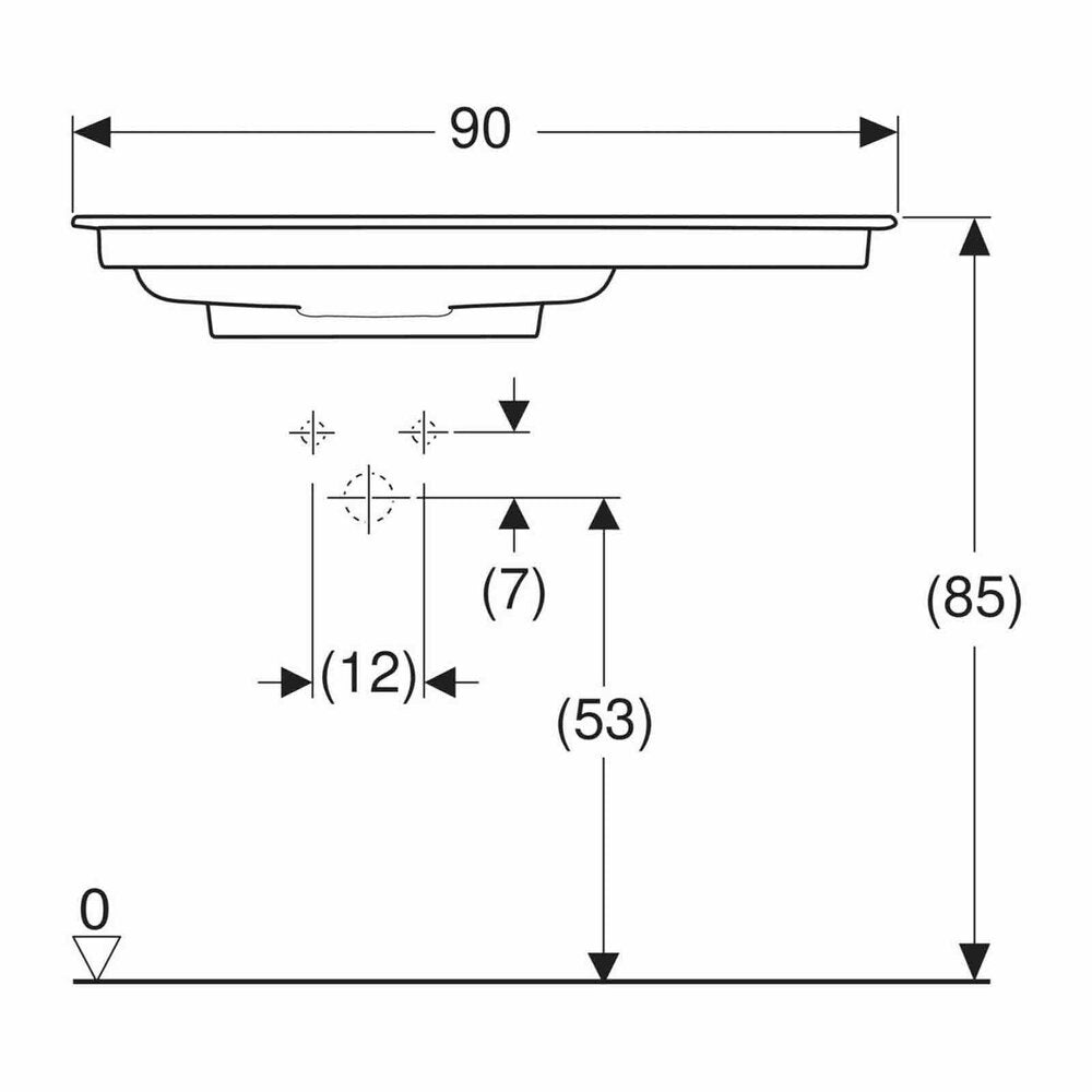 Geberit One Slim Washbasin with Special Drain 90 cm White Right Countertop Without Overflow
