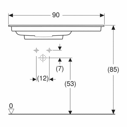 Geberit One Slim Washbasin with Special Drain 90 cm White Right Countertop Without Overflow