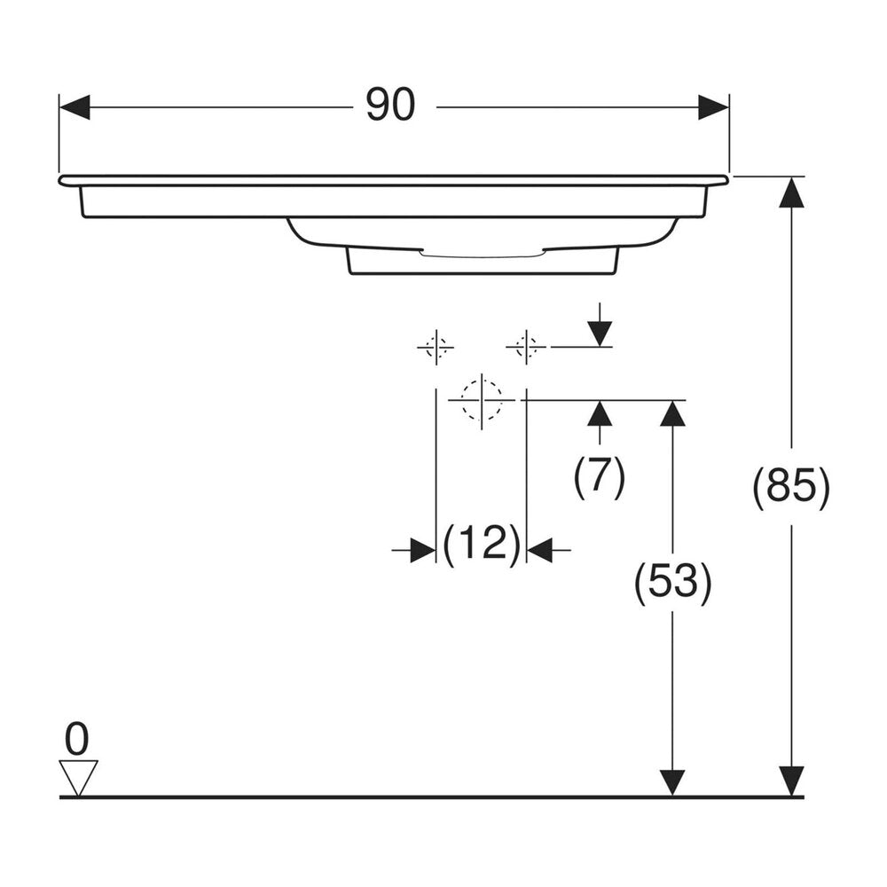 Geberit One Slim Washbasin with Special Drain 90 cm White Left Top Without Overflow