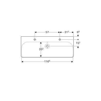 Мивка за мебел Geberit Smyle Square 120 см с отвор за батерия ляво и дясно