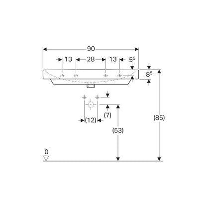 Лавоар за мебел Geberit Smyle Square 90 см с отвор за батерия
