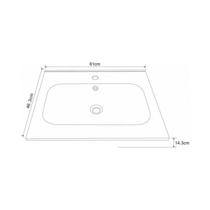 Sink on Furniture Inter Ceramic Glossy White Finish 61 cm