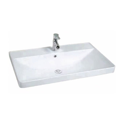 Sink on Furniture Inter Ceramic Glossy White Finish 80 cm