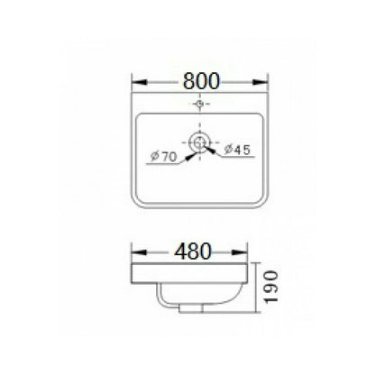 Sink on Furniture Inter Ceramic Glossy White Finish 80 cm