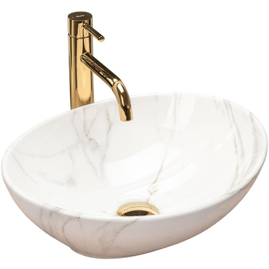 Rea Sofia Aiax White Marble Style Countertop Sink 34.5 cm