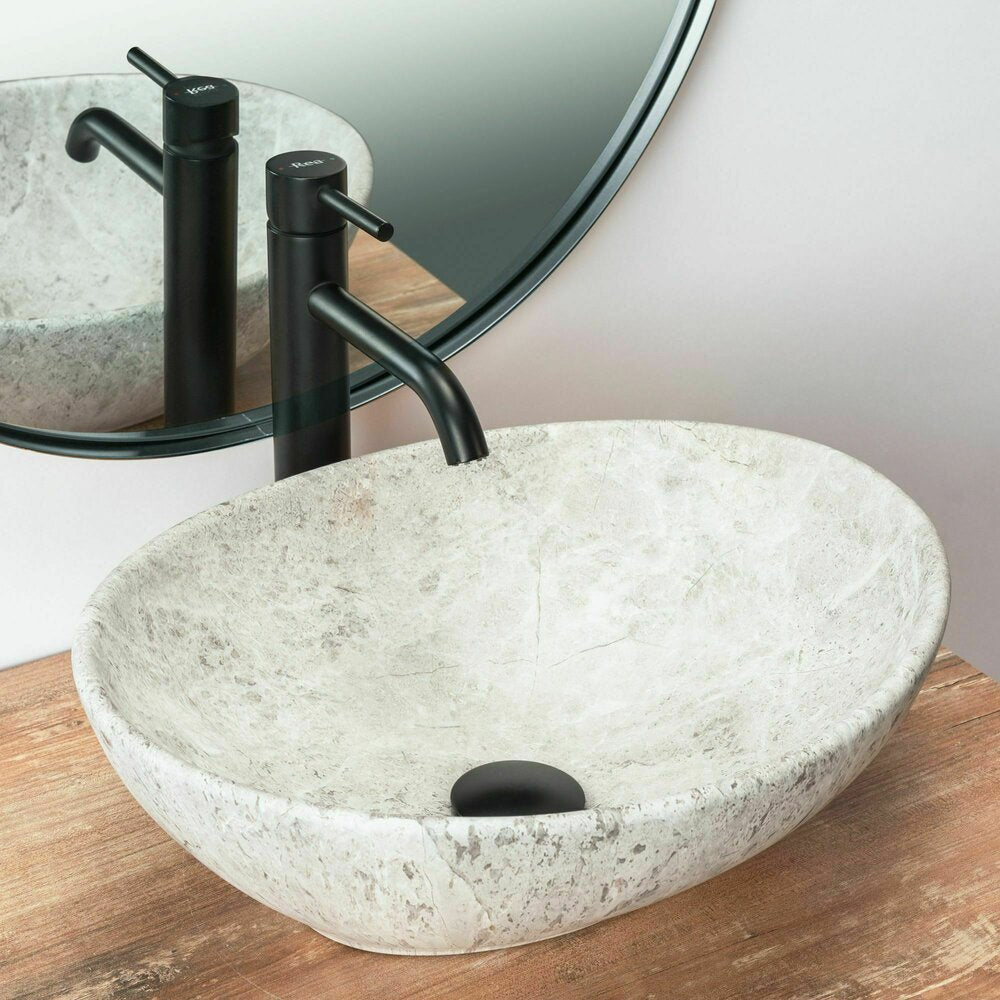 Rea Sofia Light Stone 41 cm Grey Stone Countertop Sink