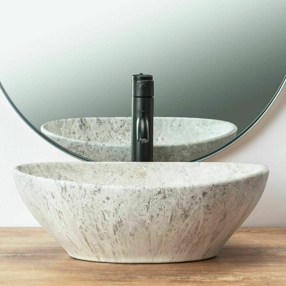 Rea Sofia Light Stone 41 cm Grey Stone Countertop Sink