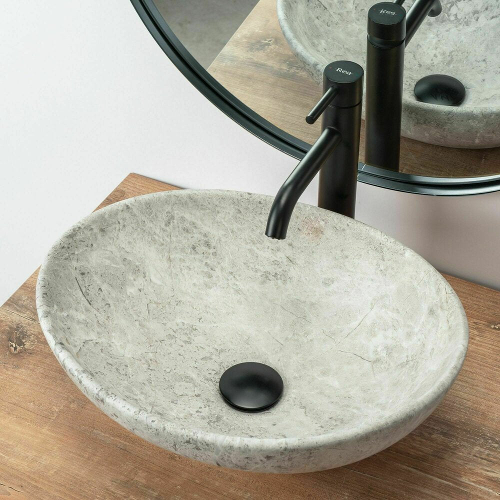 Rea Sofia Light Stone 41 cm Grey Stone Countertop Sink