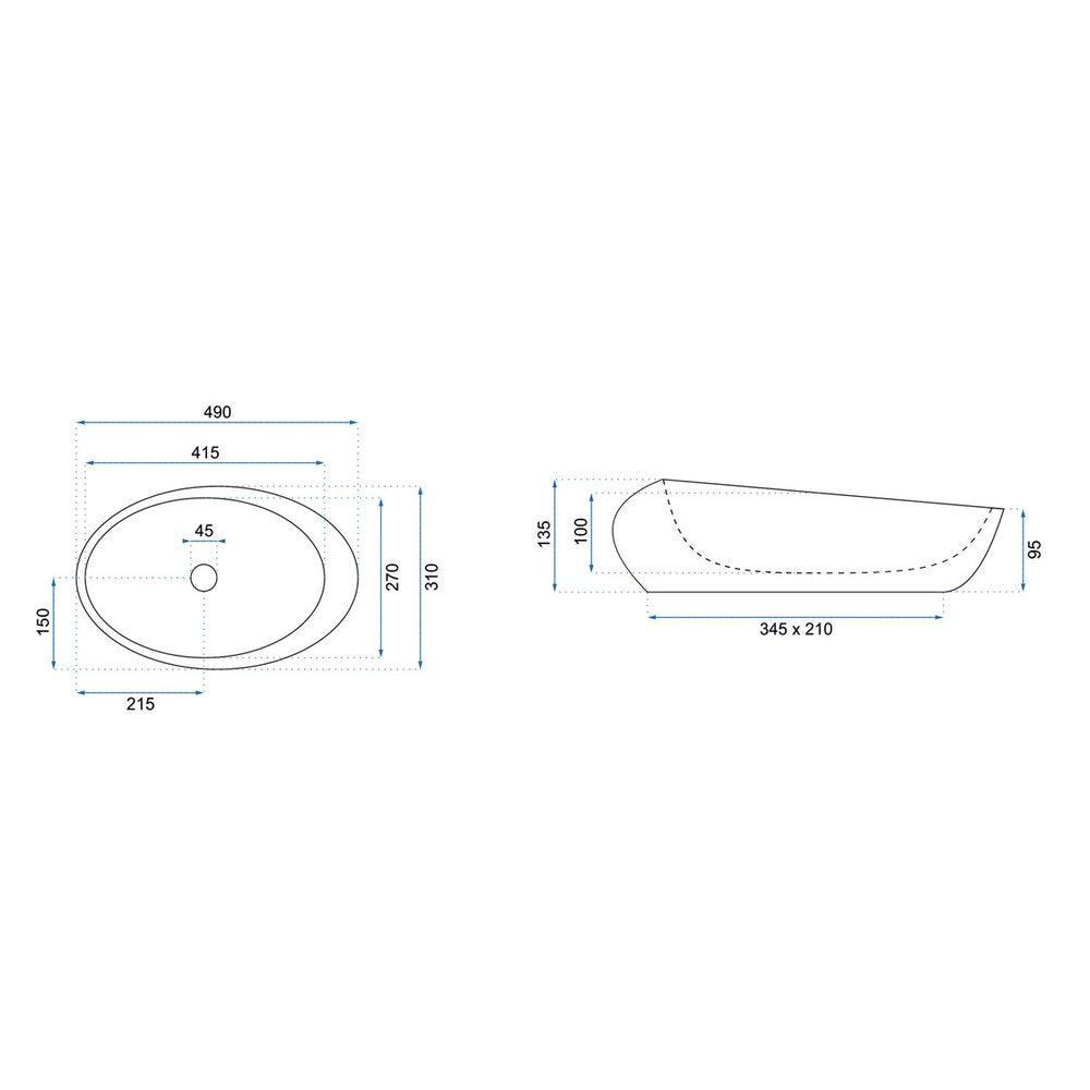 Roxy Stone Warm Grey 49 cm Countertop Sink