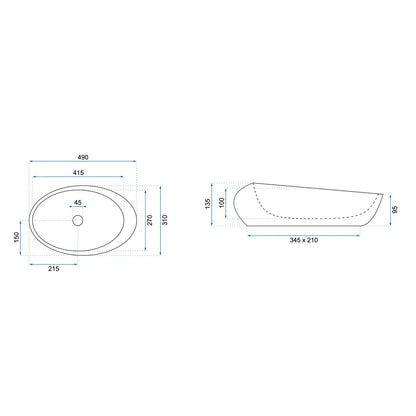 Roxy Stone Warm Grey 49 cm Countertop Sink