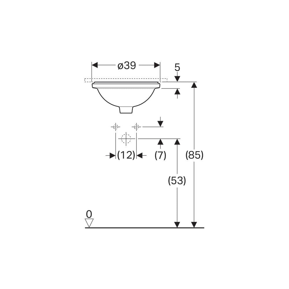 Geberit Variform Undermount Sink 39 cm Without Tap Hole with Overflow Hole
