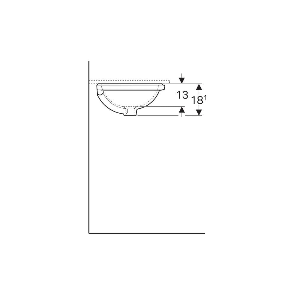 Geberit Variform Undermount Sink 39 cm Without Tap Hole with Overflow Hole