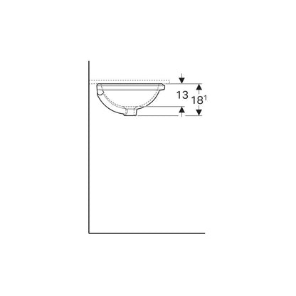 Geberit Variform Undermount Sink 39 cm Without Tap Hole with Overflow Hole