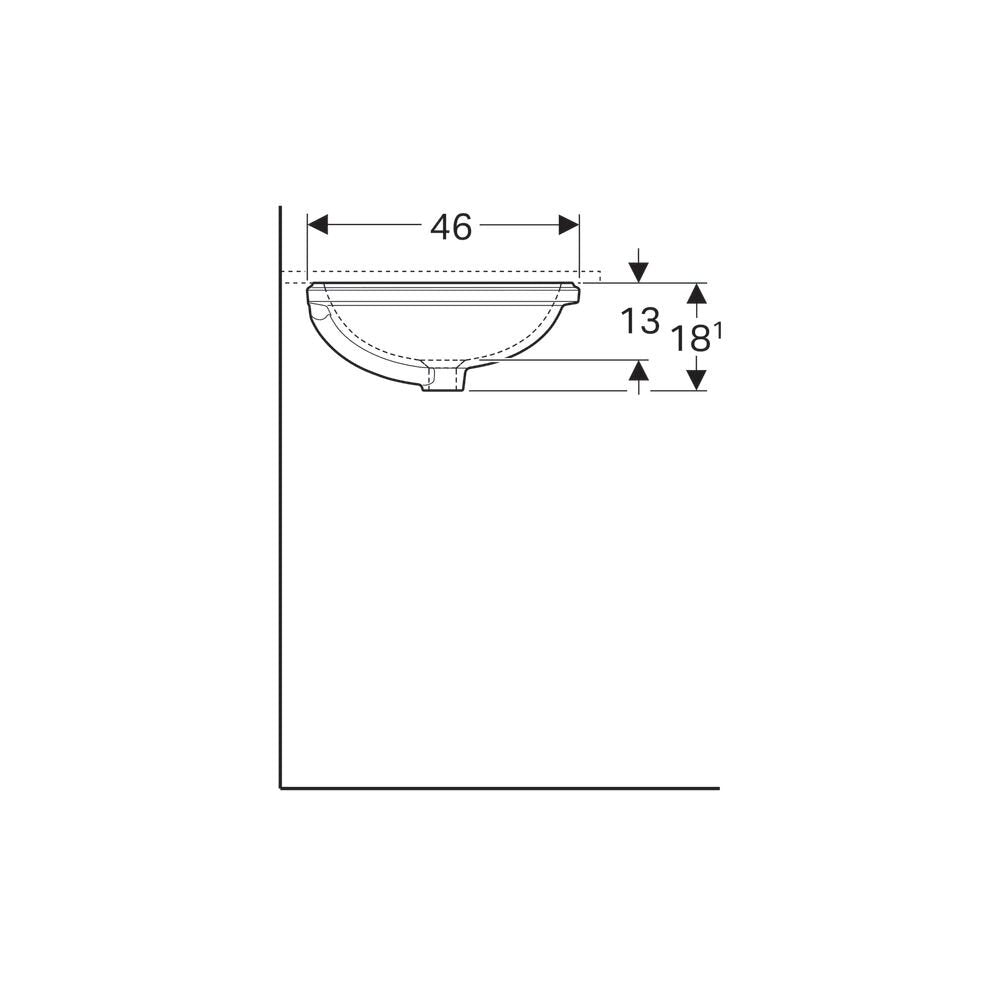 Geberit Variform Undermount Sink 56 cm Without Tap Hole with Overflow