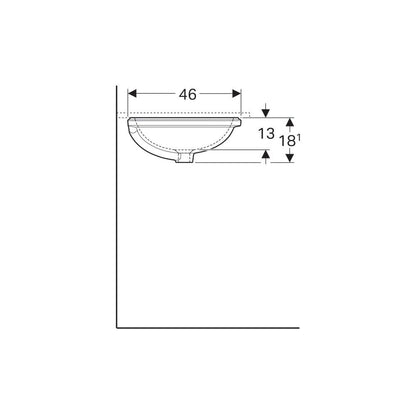 Geberit Variform Undermount Sink 56 cm Without Tap Hole with Overflow