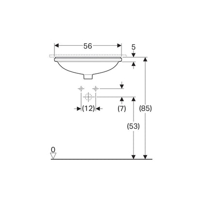 Geberit Variform Undermount Sink 56 cm Without Tap Hole Without Overflow
