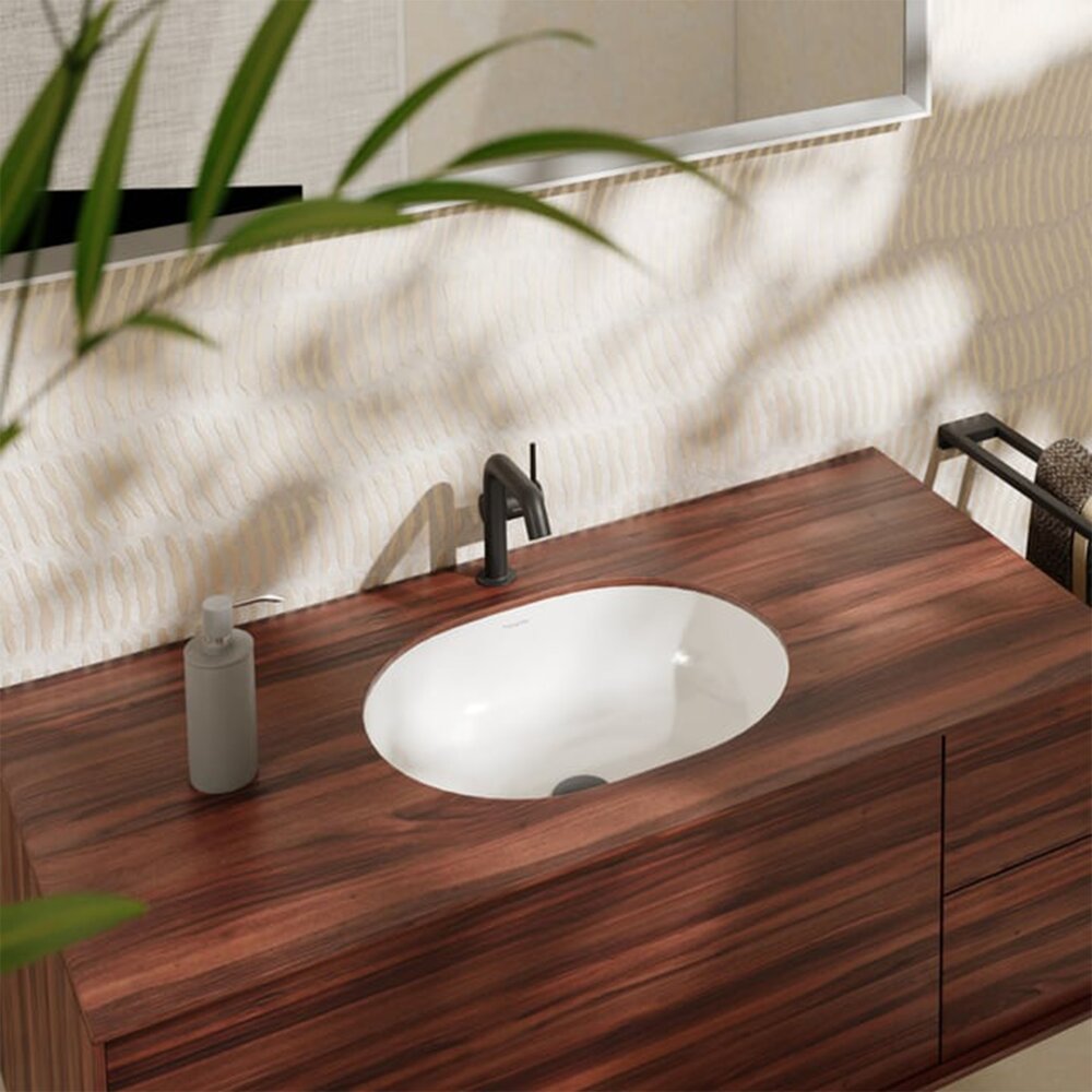 Мивка под плот Hansgrohe Xuniva U 45 cm с бял лъскав преливник