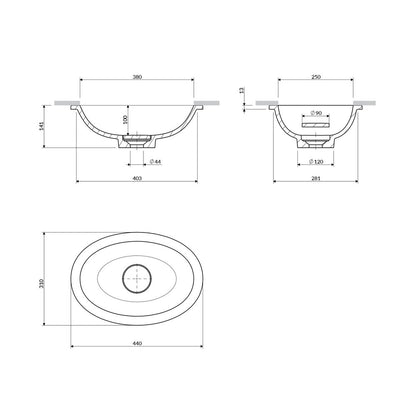Лавоар под плот Omnires Shell M+ матово сив дъб 45 cm