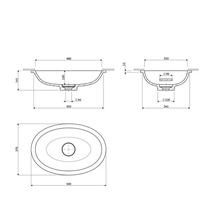 Лавоар под плот Omnires Shell M+ матово черно 55 cm