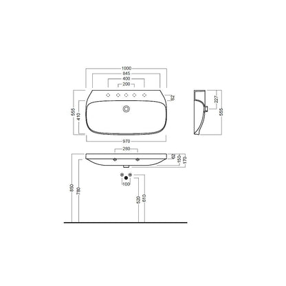 Hatria Abito Wall-Mounted Sink 100x54 cm