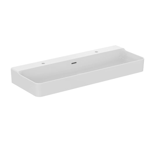 Suspended washbasin Ideal Standard Atelier Conca 120 cm glossy white with 2 tap holes and overflow