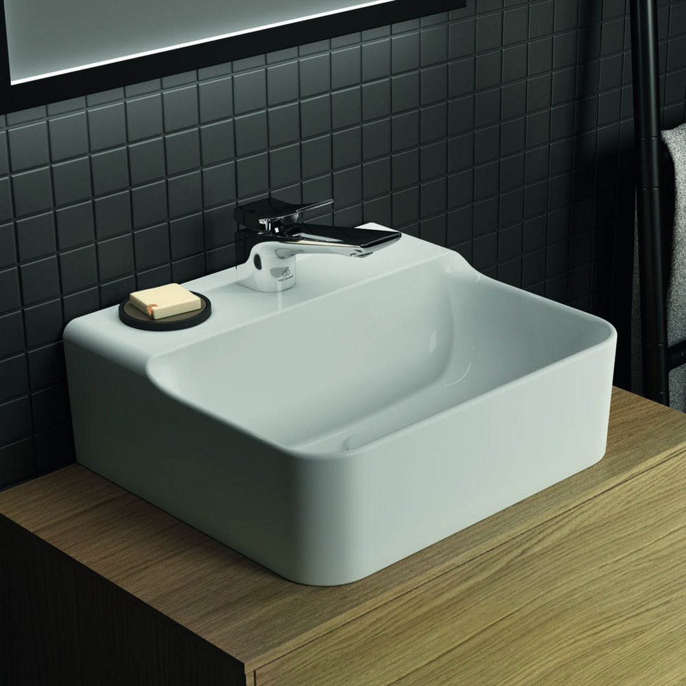 Мивка за стена Ideal Standard Atelier Conca 40 см бяла гланц с отвора за батерия