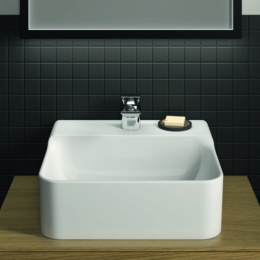 Мивка за стена Ideal Standard Atelier Conca 40 см бяла гланц с отвора за батерия