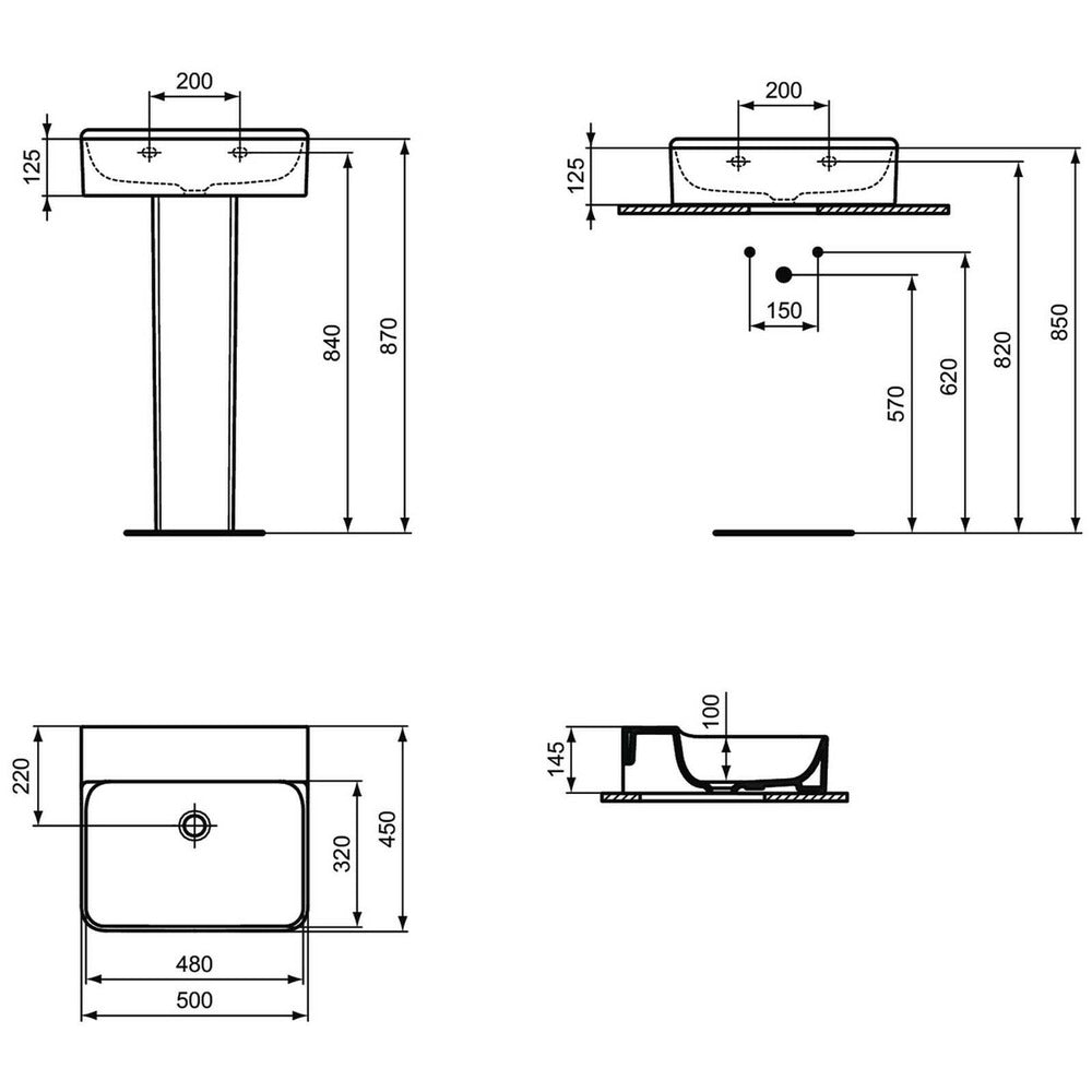 Лавоар стенен Ideal Standard Atelier Conca 50 см бял гланц