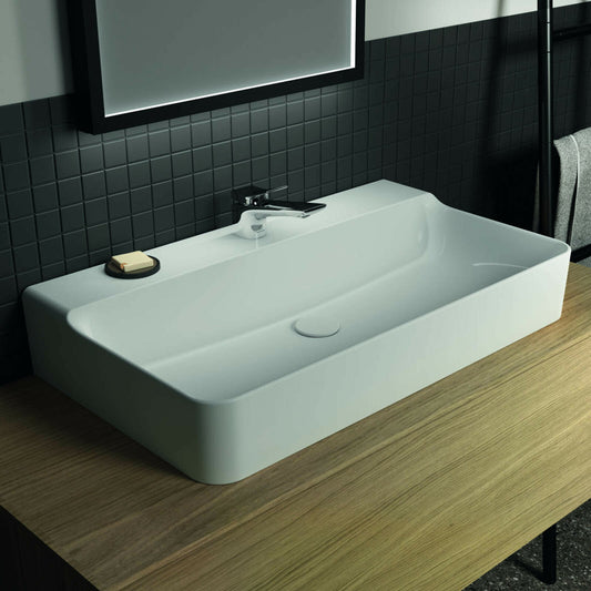 Ideal Standard Atelier Conca 80 cm Wall-Mounted Sink in Glossy White with Tap Hole
