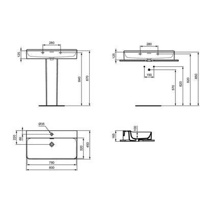 Ideal Standard Atelier Conca 80 cm suspended basin matte white
