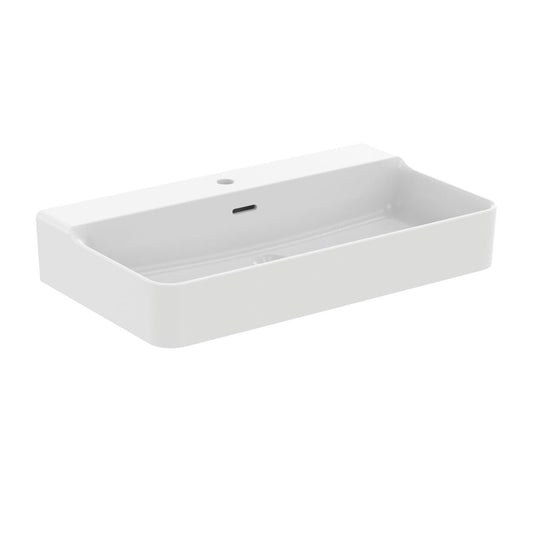 Зависим умивалник Ideal Standard Atelier Conca 80 см бял мат с отвор за смесител и препълване
