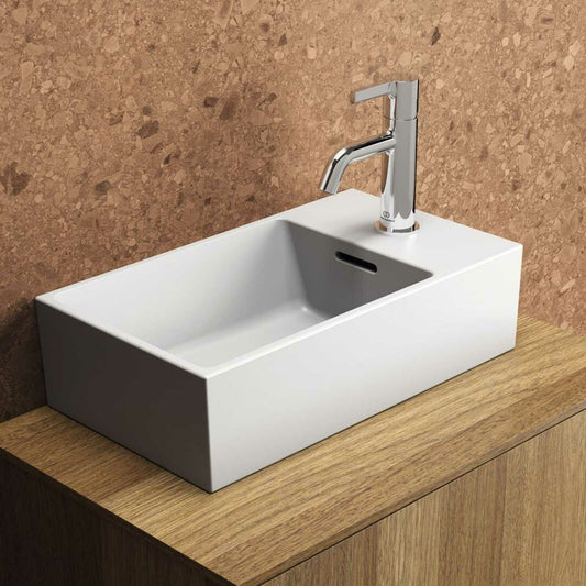 Lавоар Ideal Standard Atelier Extra, бял мат, 45 см, с отвор за батерия и преливник вдясно