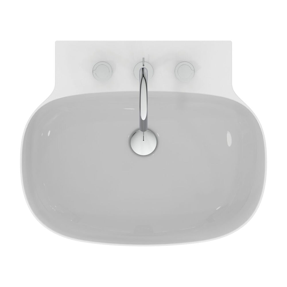 Лавоар за стенен монтаж Ideal Standard Atelier Linda-X 60 см бял лъскав с 3 отвора за батерия