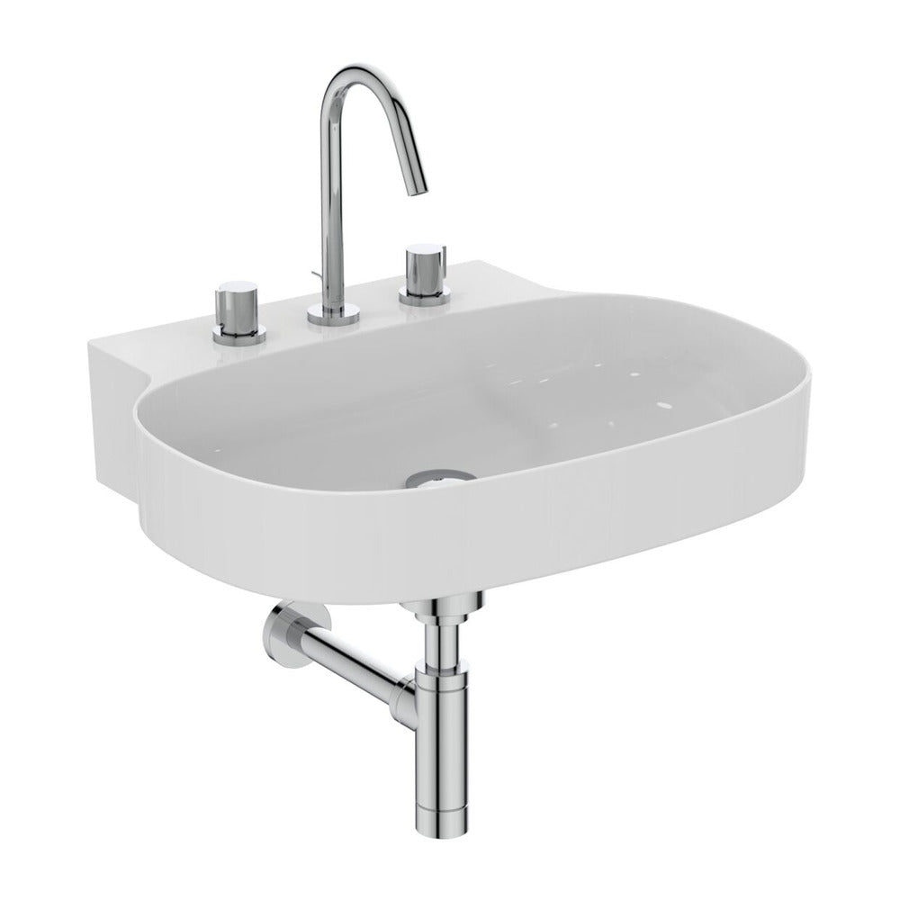 Лавоар за стенен монтаж Ideal Standard Atelier Linda-X 60 см бял лъскав с 3 отвора за батерия