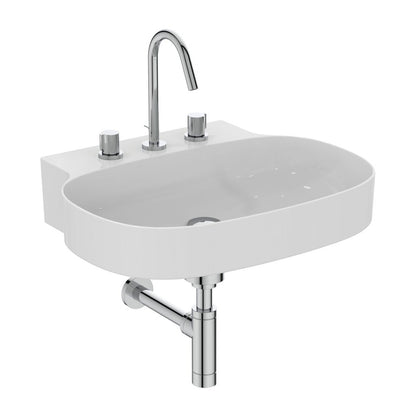 Лавоар за стенен монтаж Ideal Standard Atelier Linda-X 60 см бял лъскав с 3 отвора за батерия