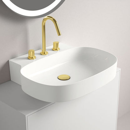 Суспензирана мивка Ideal Standard Atelier Linda-X с 3 отвора за батерия бяло лъскаво 60 см