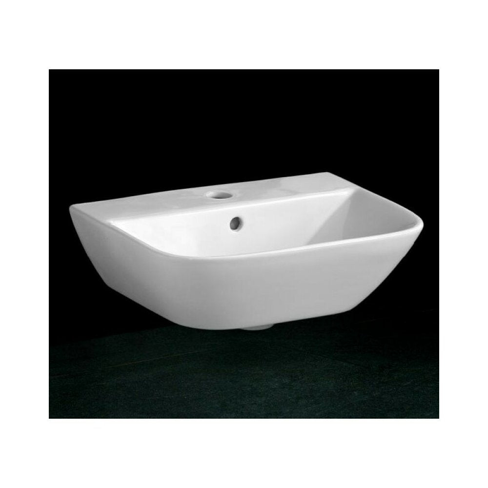 Wall-mounted Inter Ceramic Rectangular Sink Glossy White Finish 45.3 cm