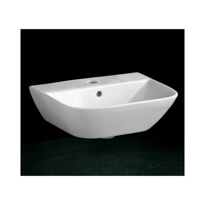 Wall-mounted Inter Ceramic Rectangular Sink Glossy White Finish 45.3 cm