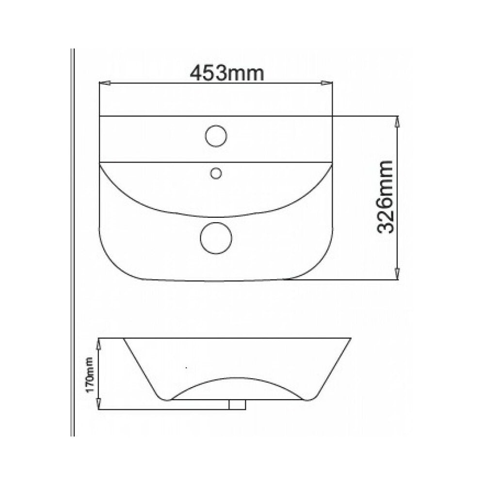 Wall-mounted Inter Ceramic Rectangular Sink Glossy White Finish 45.3 cm