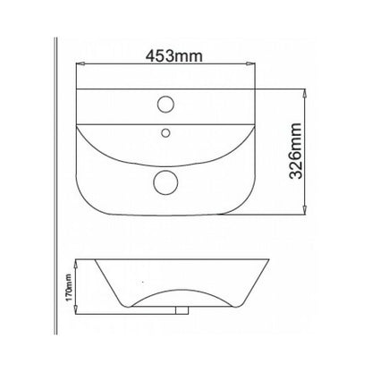 Wall-mounted Inter Ceramic Rectangular Sink Glossy White Finish 45.3 cm