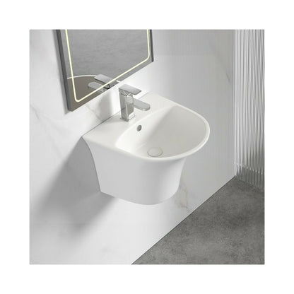 Окачен мивка Inter Ceramic овална бяла лъскава 48.5 см