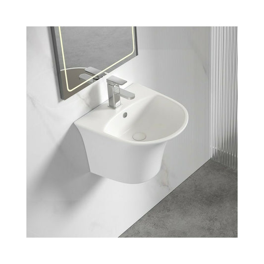 Окачен мивка Inter Ceramic овална бяла лъскава 48.5 см