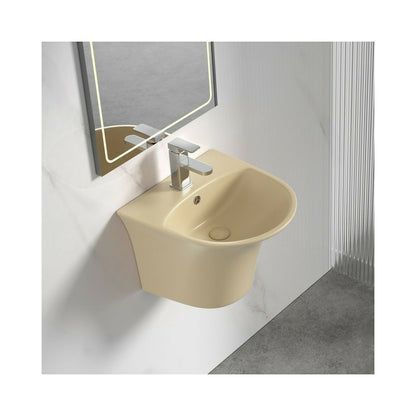 Wall-mounted Inter Ceramic Oval Sink Matte Beige 48.5 cm
